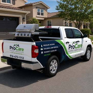 ProCare Home Services truck parked with a grill in the bed.