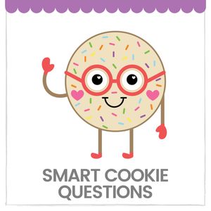 Smart cookie questions icon with a cookies with sprinkles and glasses Candy from the Sky, LLC