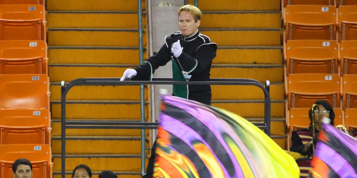 Band director Mr. Fred Schulz as Head Drum Major for University of Hawaii Marching Band 2019.