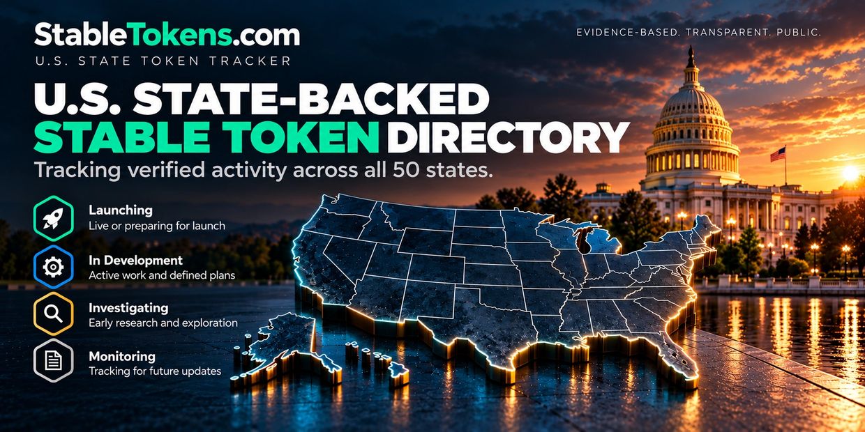 U.S. state-backed stable token directory tracking verified activity across all 50 states