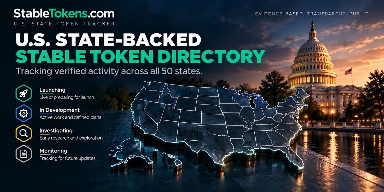 U.S. state-backed stable token directory tracking verified activity across all 50 states