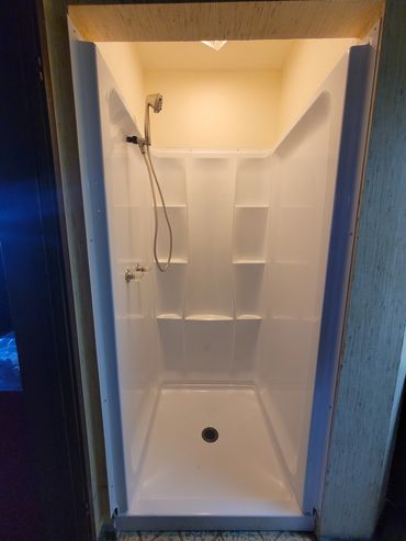 Van Dussen Project; We installed the shower unit, connected the necessary pluming fittings and seale