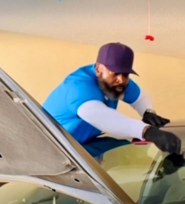 Preparing to cut out windshield