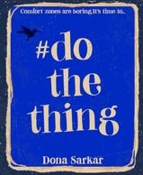 Royal blue book cover with vintage text that says #DoTheThing and a tiny hummingbird in the corner