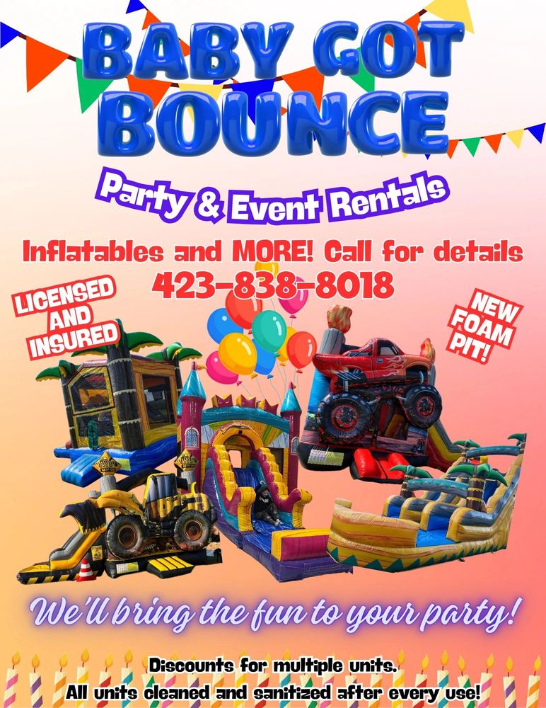 Inflatable obstacle course set up outdoors on a sunny day