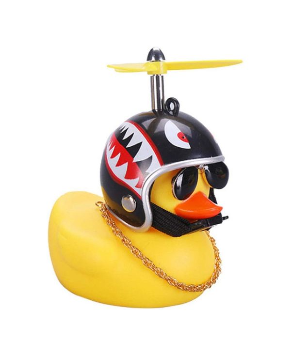 Biker rubber duck with helmet.
