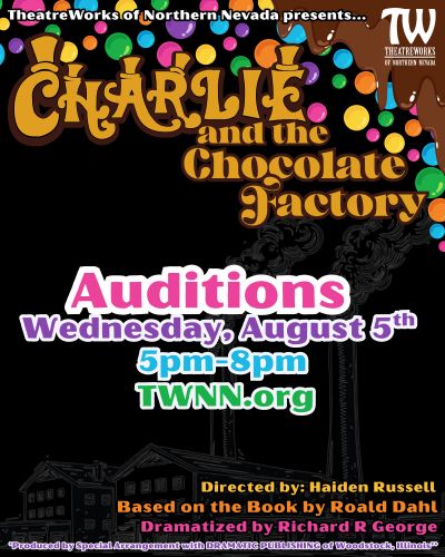 Auditions for Charlie and the Chocolate Factory on August 5th.
