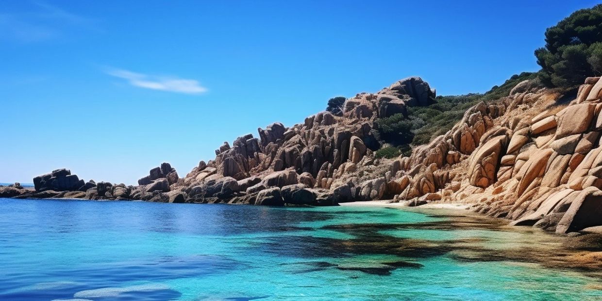 photograph of beautiful beach in Sardinia near Porto Cervo in Costa Smeralda near Porto Rotondo