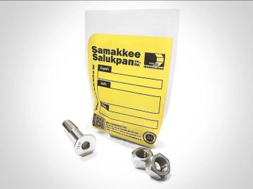 Hardware parts with a labeled bag.