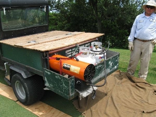 The cart that the barrier is warmed and pulled from.