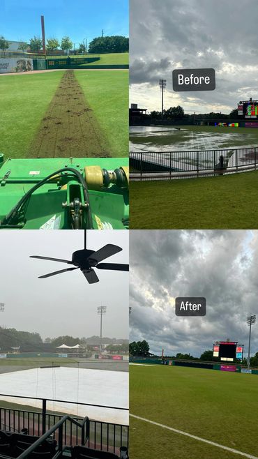 Professional Turfgrass Services using the Imants Recycle Dresser before and after.