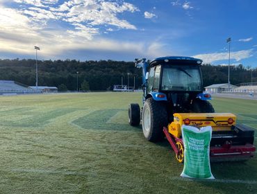 Professional Turfgrass Services overseeding using the Vredo Single Compact.