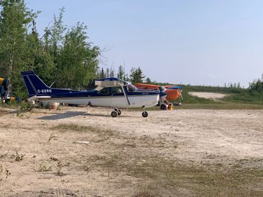 single engine aircraft at CKS8, Midgett Airfield, Crystal Lodge on Cree Lake, Saskatchewan