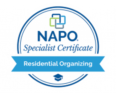 Certificate from NAPO.  Specialist in Residential Organizing.