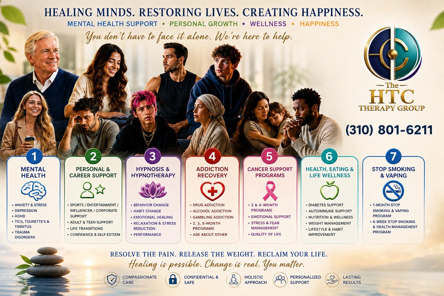 HTC Therapy Group offers mental health, addiction recovery, cancer support, and wellness programs.