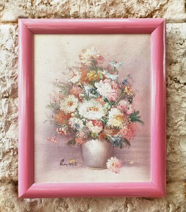 Vintage bouquet in vase - Hand painted painting.