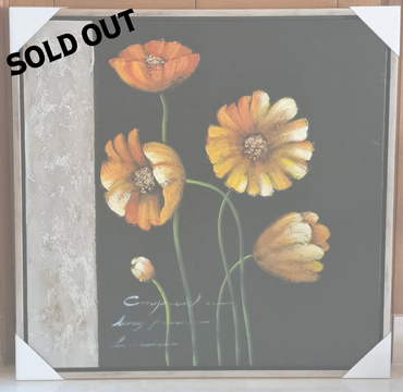 Hand-painted Framed Flowers Painting