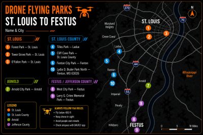 Drone lesson locations and beginner drone flight areas from St. Louis to Festus with Cinema Flight.