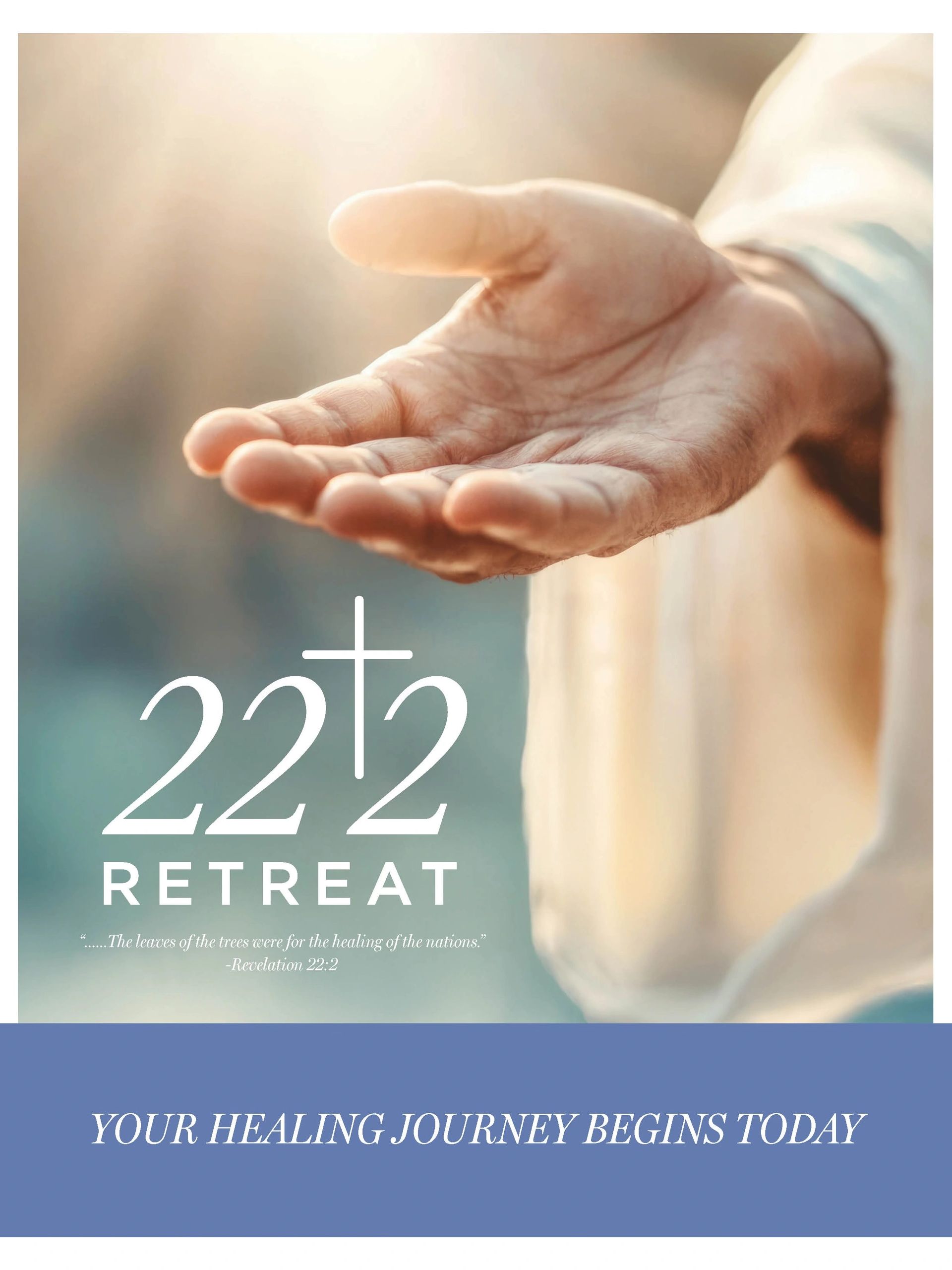 Open hand offering healing and hope, symbolizing a spiritual retreat.