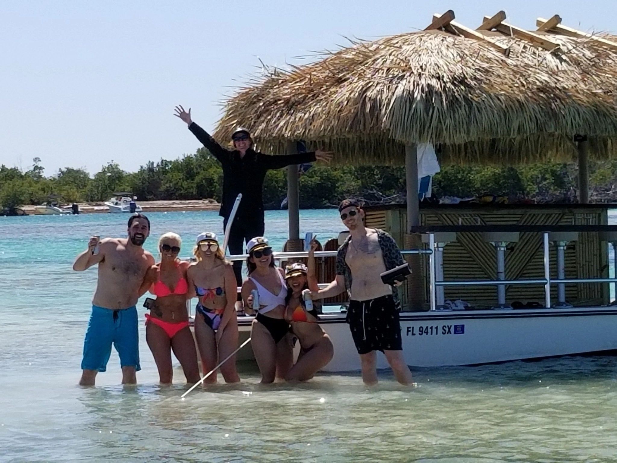 Tiki Boat on a key west sandbar trip