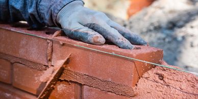 closeup shot of the bricks being mounted