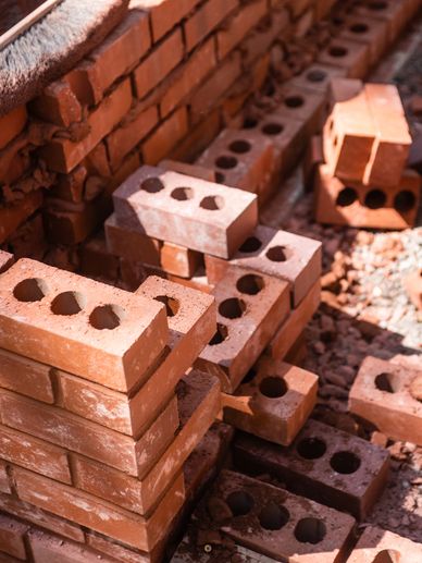 closeup shot of the bricks with holes