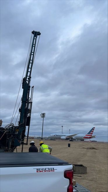 Geotechnical drilling at the airport.