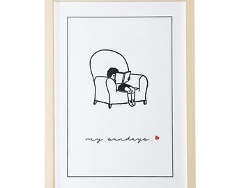 My Sundays print - Couch Potato Reading range. A3 size frame. 