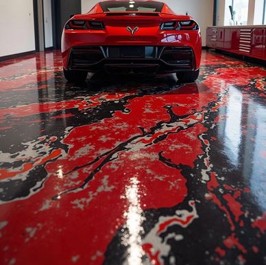 Red Corvette Garage Floor