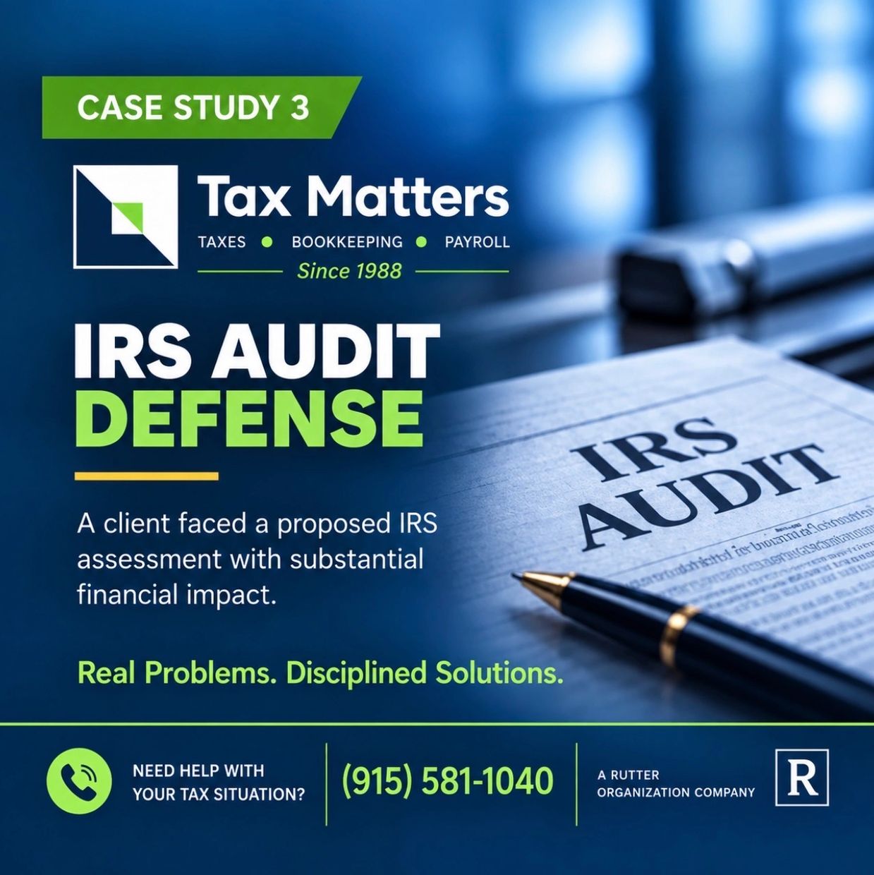 IRS audit defense services by Tax Matters.