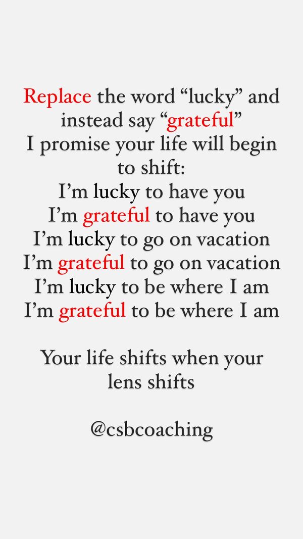 Replacing lucky with grateful