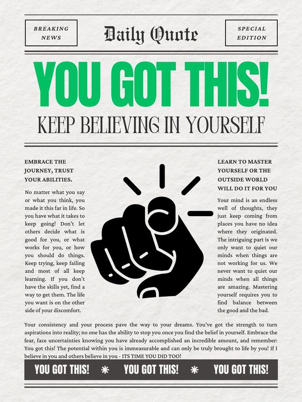 Newspaper ad believing in yourself
