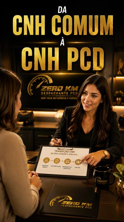 Orientação profissional sobre a mudança da CNH comum para CNH PCD no Espírito Santo, com cliente rec