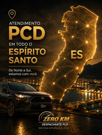 Atendimento PCD em todo o Espírito Santo, com mapa do ES e carro zero km.