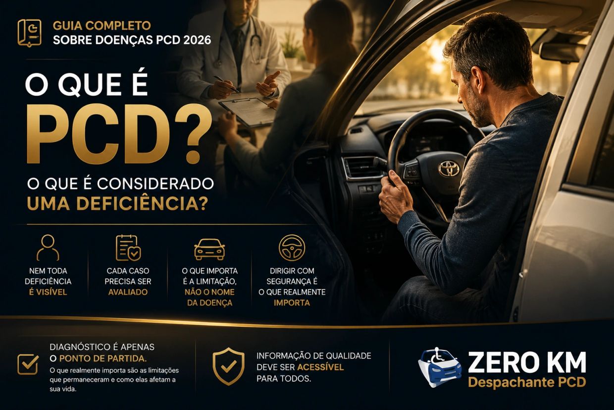 Lista de Doenças PCD 2026 atualizada. Veja quem pode ter direito ao PCD, isenção de IPI, ICMS, IPVA