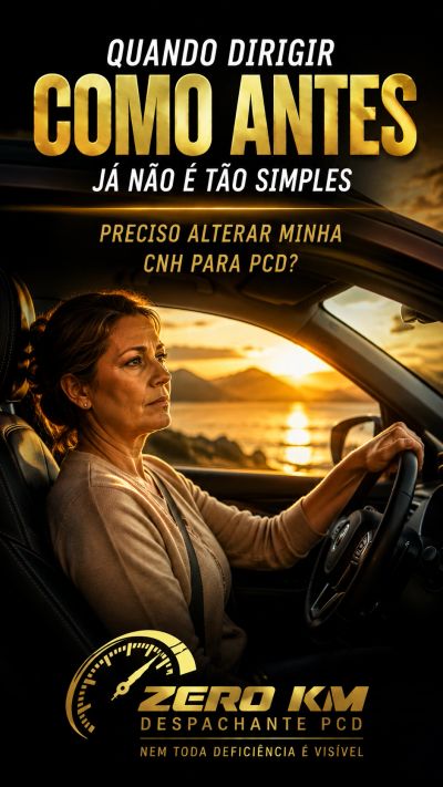 Mulher dirigindo carro ao pôr do sol representa as dificuldades ao dirigir e a dúvida sobre a necess
