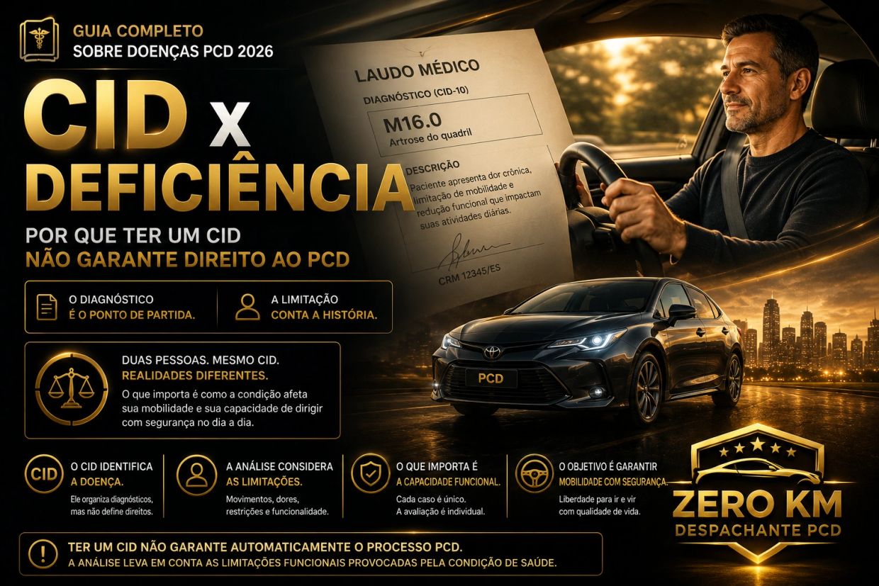 Ilustração mostrando que ter um CID não garante automaticamente direito ao PCD. O que realmente impo