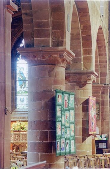 Norman pillars in St Laurence Church Frodsham