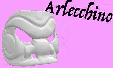 The mask of Arlecchino on a purple background