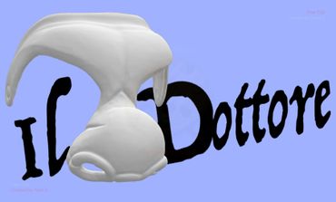 The mask of Il Dottore on a violet background