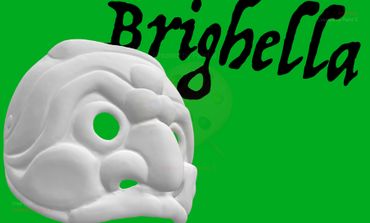 The mask of Brighella on a green background