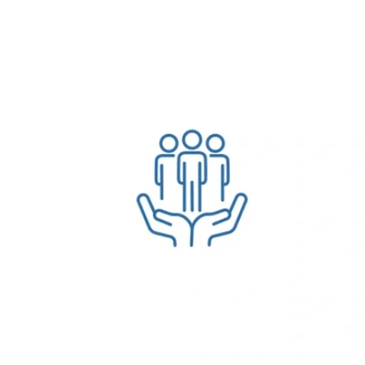 Hands holding people, symbolizing care and support.