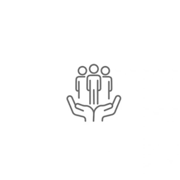 Hands holding people, symbolizing care and support.