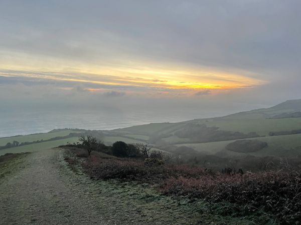 Jurassic Coast, Morcombelake on Cold Frosty Sun Set.  Perfect for walks, rambling and foraging fungi