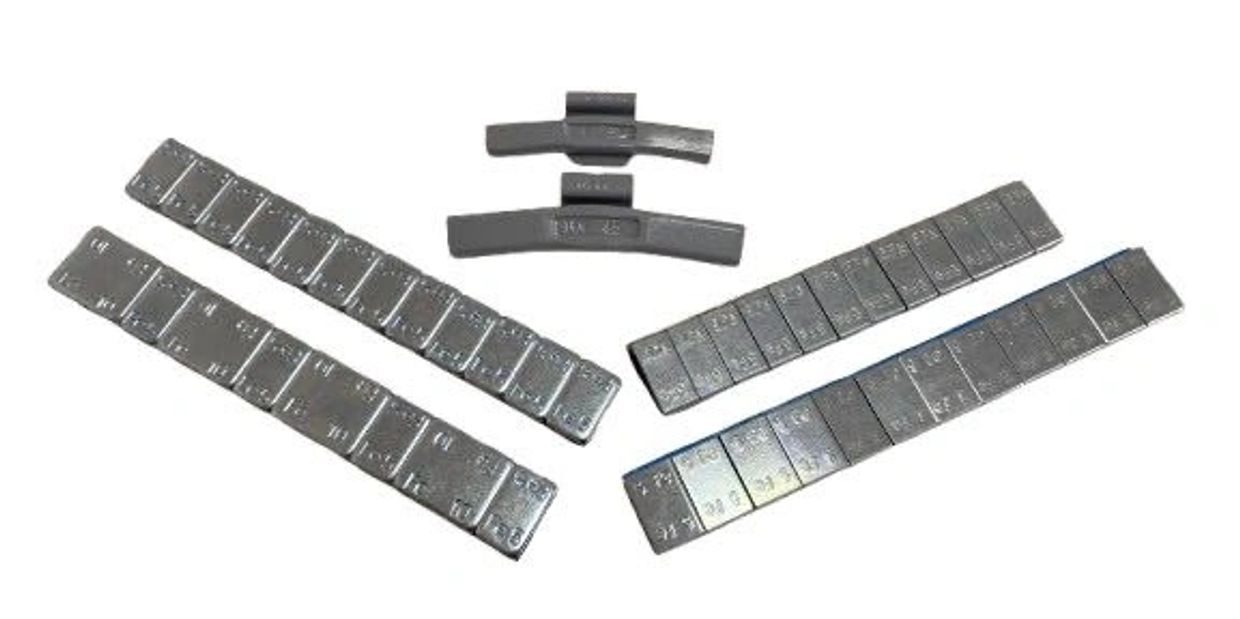 Steel clip-on wheel weights, steel stick-on wheel weights