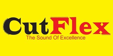 CutFlex logo with tagline 'The Sound Of Excellence' on a yellow background.