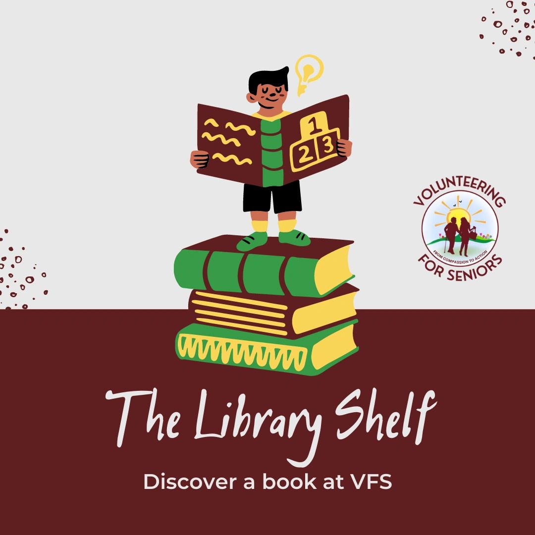 VFS Library Shelf logo with person standing on stack of books reading