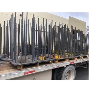 Steel concrete embeds used for construction on a truck being shipped which were welded by Sick Fab.