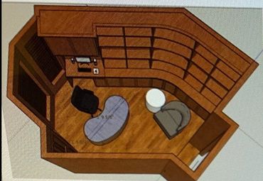 custom, office, bookcase, drawing, 3d rendering, interior design