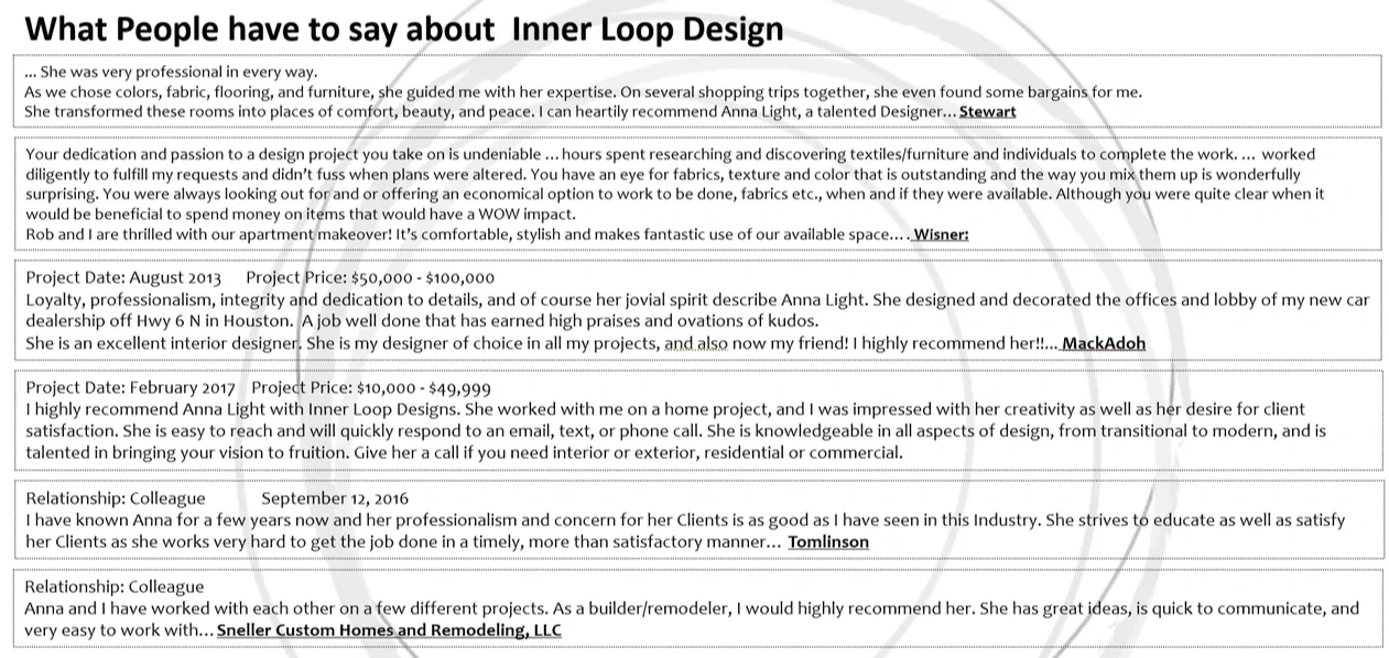 5 star reviews on interior designers